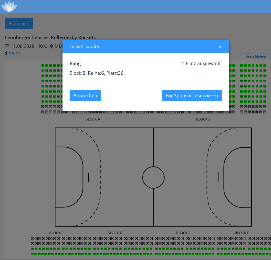 Im Saalplan können Plätze für Sponsoren reserviert werden. Bild: Leomedia GmbH
